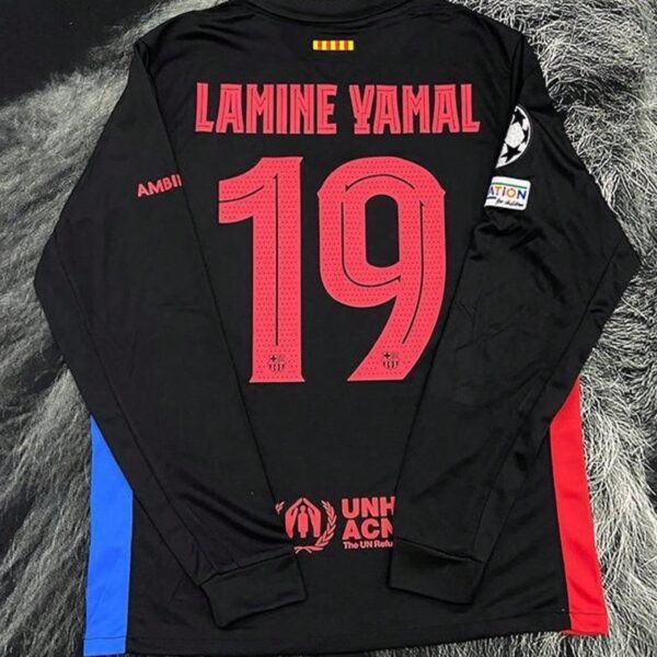 24 25 Barca Away Black No.19 Yamal Long Sleeve Soccer Jerseys