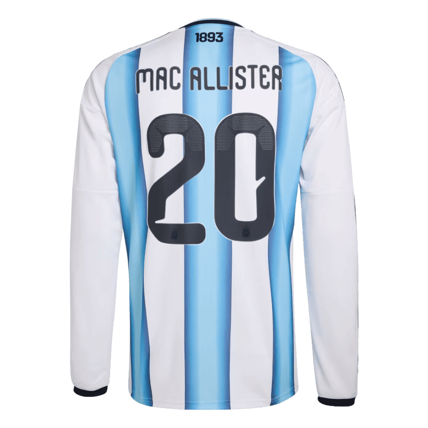Mac-Allister-Long-sleeve-2.png Alexis Mac Allister 2026 Argentina Long Sleeve Home Jersey - Image 1