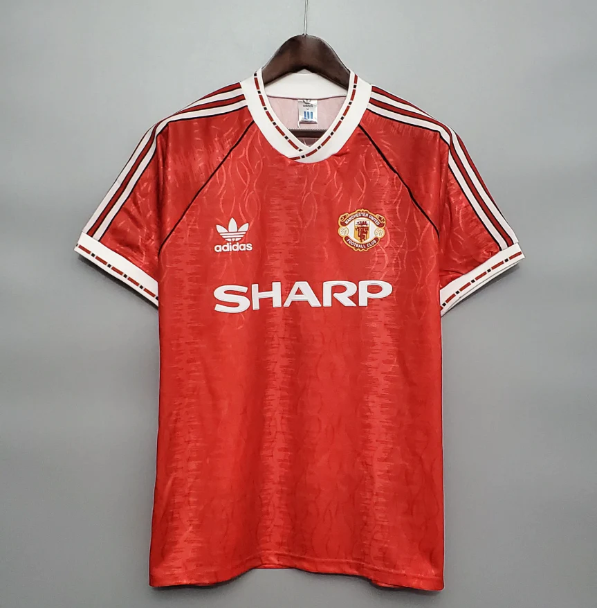 曼联-1990-1991-赛季主场球衣-3.png Manchester United's home shirt for the 1990-1991 season - Image 1